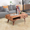 37 Inch Farmhouse Rectangle Coffee Table with 2 Drawers and Textured Front Oak Brown By The Urban Port UPT-242829