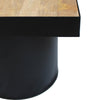 21 Inch Wooden Side Table with Block Metal Base Brown and Black By The Urban Port UPT-247102