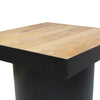 21 Inch Wooden Side Table with Block Metal Base Brown and Black By The Urban Port UPT-247102