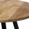 31 Inch Round Wooden Coffee Table Metal Frame X Base Grains Brown Black By The Urban Port UPT-247103