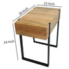 24 Inch Wooden End Table with Single Drawer and Metal Frame Brown and Black By The Urban Port UPT-247104