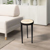 22 Inch Round Wooden Side Table with Tapered Tripod Base Brown and Black By The Urban Port UPT-247105