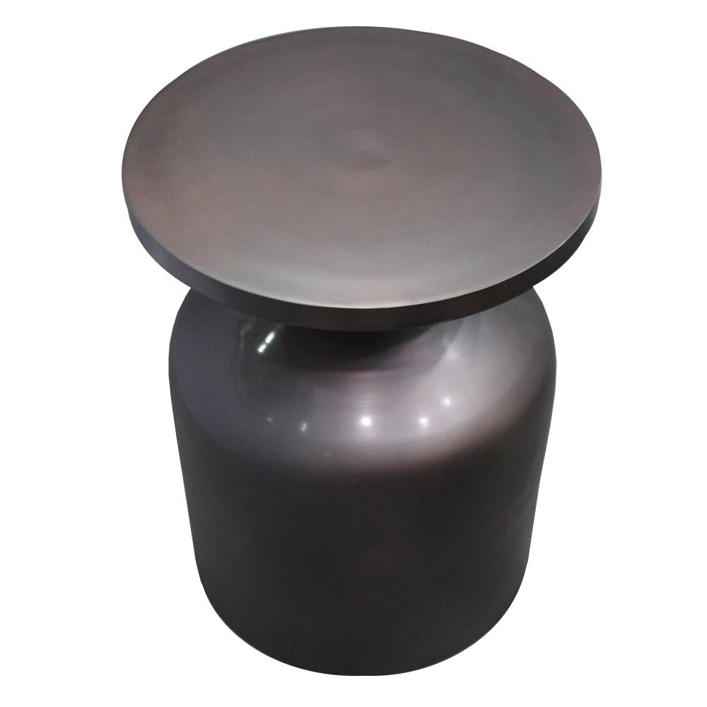 24 Inch Metal Frame End Table with Round Top and Bottle Shape Base Garnet Red By The Urban Port UPT-247182