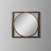 Round Wall Mirror with Rectangular Wooden Frame Brown By The Urban Port UPT-247266