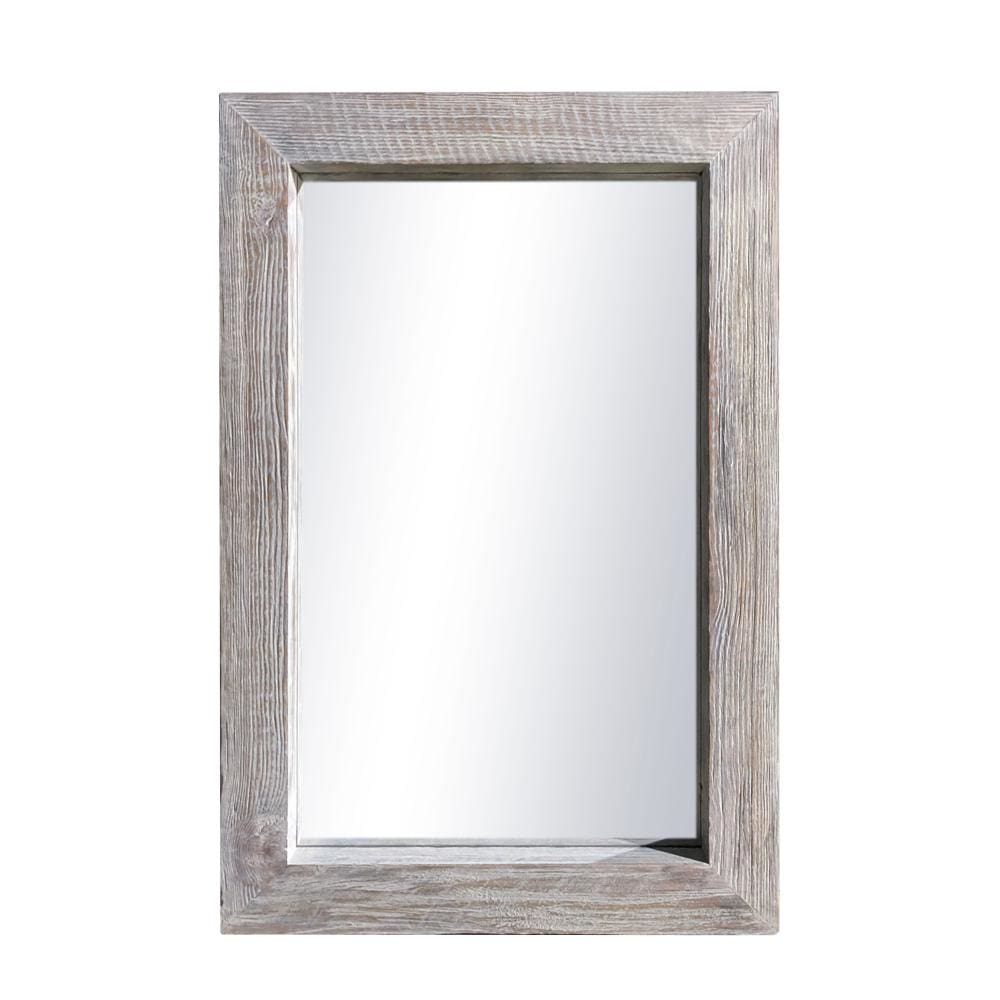 Grained Rectangular Wooden Frame Wall Mirror Distressed Brown By The Urban Port UPT-247267