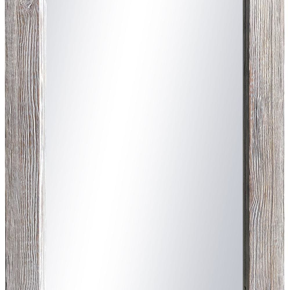 Grained Rectangular Wooden Frame Wall Mirror Distressed Brown By The Urban Port UPT-247267