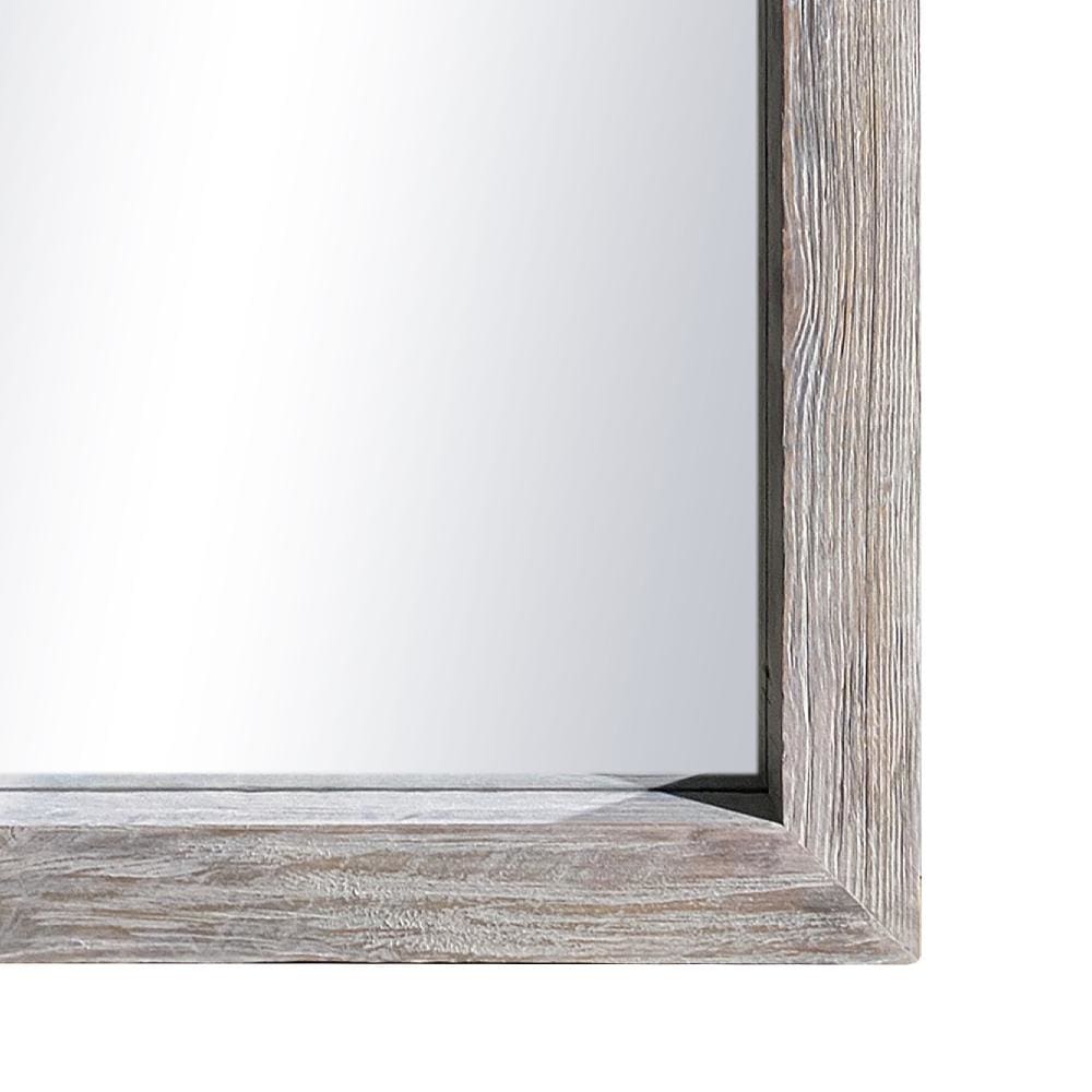 Grained Rectangular Wooden Frame Wall Mirror Distressed Brown By The Urban Port UPT-247267