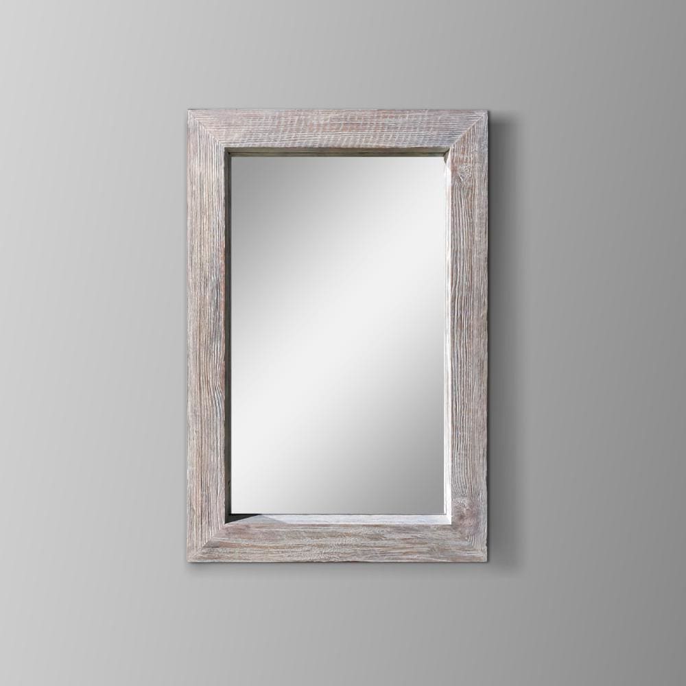 Grained Rectangular Wooden Frame Wall Mirror Distressed Brown By The Urban Port UPT-247267