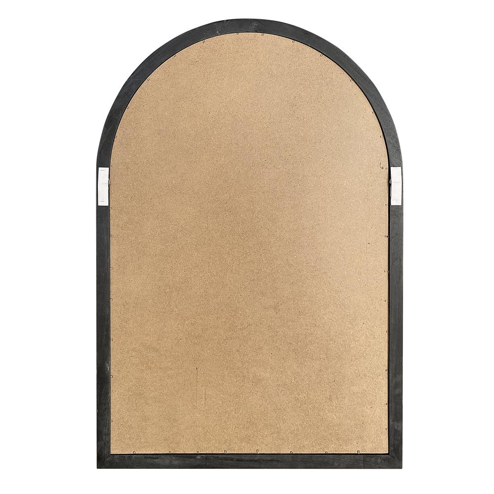 52 Inch Wood Wall Hanging Mirror Window Pane Design Arched Top Black By The Urban Port UPT-247268