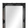 Wooden Frame Floor Mirror with Floral Carvings Black By The Urban Port UPT-247269