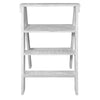 27 Inch Wooden Ladder Bookshelf 4 Tier Open Shelving Weathered White By The Urban Port UPT-248007