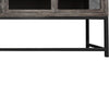 71 Inch Rustic Media Console TV Stand 4 Glass Panel Doors Solid Wood Metal Frame Brown and Black By The Urban Port UPT-248010