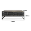 71 Inch Rustic Media Console TV Stand 4 Glass Panel Doors Solid Wood Metal Frame Brown and Black By The Urban Port UPT-248010