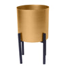 18 14 Inch Round Indoor Planter Iron Stand Set of 2 Rose Gold and Black By The Urban Port UPT-248042