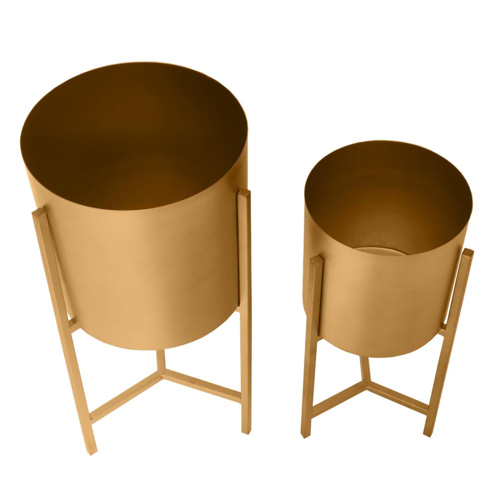 22 18 Round Indoor Planter Iron Stand Set of 2 Champagne Gold By The Urban Port UPT-248043