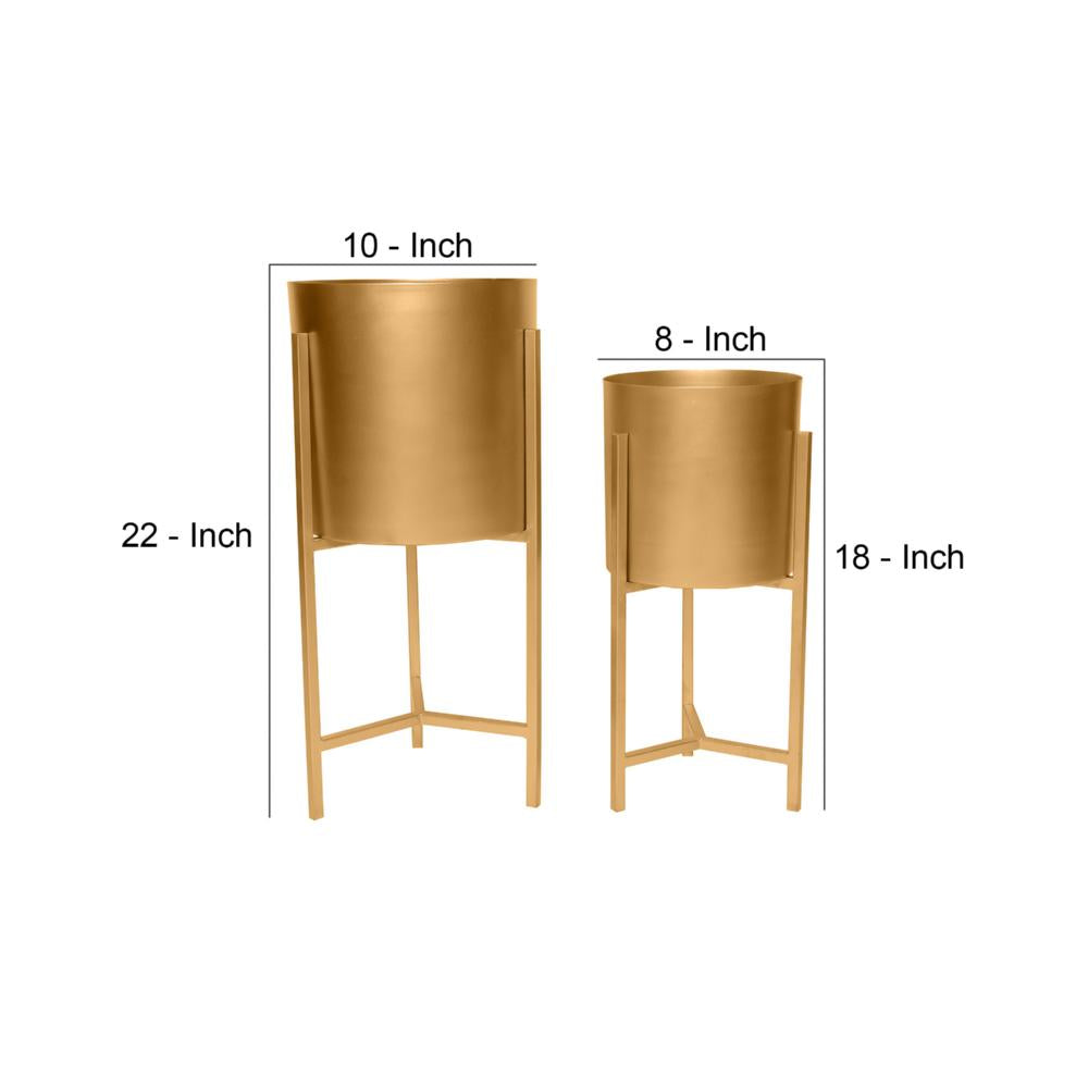 22 18 Round Indoor Planter Iron Stand Set of 2 Champagne Gold By The Urban Port UPT-248043