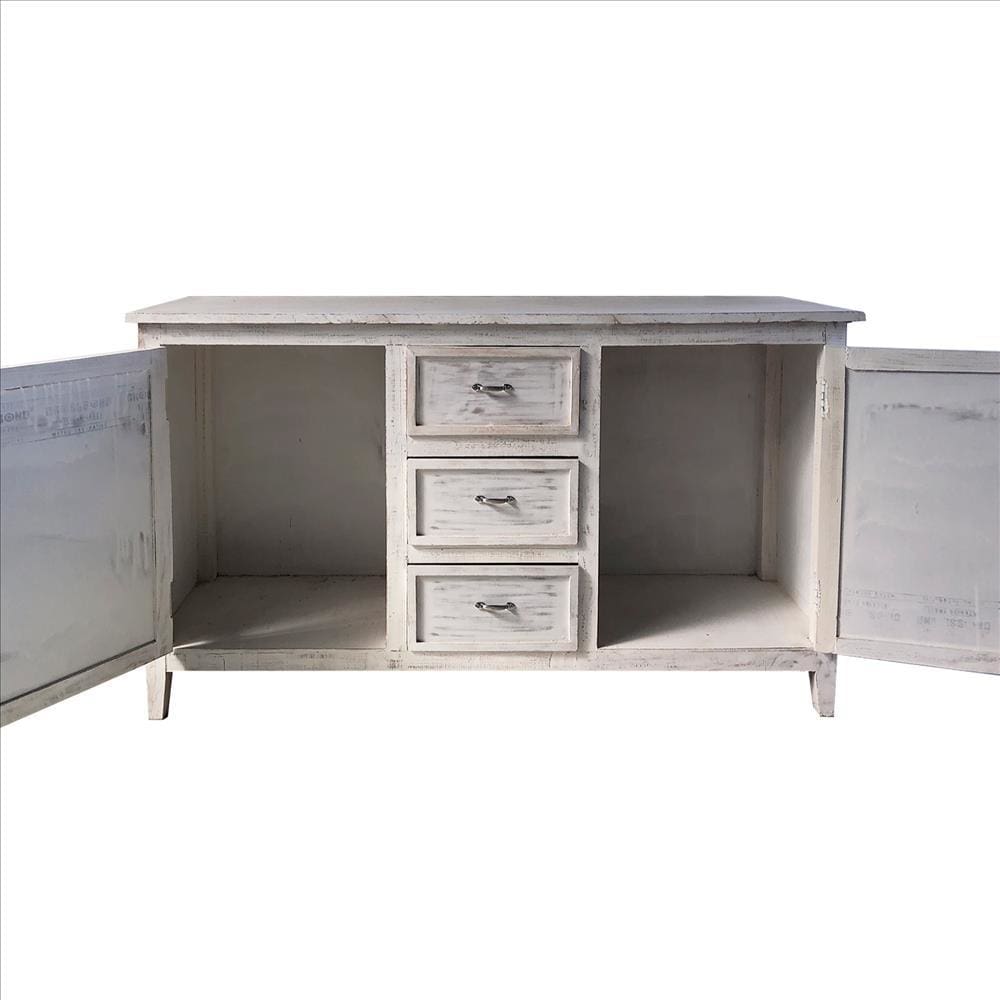 Farmhouse Sideboard with 2 Doors and 3 Drawers Antique White By The Urban Port UPT-248142