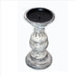 Wooden Candleholder with Turned Pedestal Base Set of 3 Distressed White and Black By The Urban Port UPT-249271