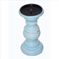 Wooden Candleholder with Turned Pedestal Base Set of 3 Distressed Blue By The Urban Port UPT-249273