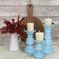 Wooden Candleholder with Turned Pedestal Base Set of 3 Distressed Blue By The Urban Port UPT-249273