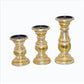 Wooden Candleholder with Turned Pedestal Base Set of 3 Distressed Gold By The Urban Port UPT-249274