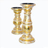 Wooden Candleholder with Turned Pedestal Base Set of 3 Distressed Gold By The Urban Port UPT-249274