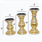 Wooden Candleholder with Turned Pedestal Base Set of 3 Distressed Gold By The Urban Port UPT-249274