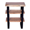 20 Inches Industrial End Side Table with Artisinal Live Edge Wood Metal Legs Brown Black By The Urban Port UPT-250418