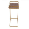 C Shaped Side Table with Metal Frame Brown and Gold By The Urban Port UPT-250426