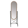 64 Inch Tall Adjustable Floor Mirror with Oval Carved Wood Frame and Metal Stand Brown By The Urban Port UPT-250428