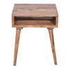 24 Inch Farmhouse Wooden Square End Table with Open Compartment Oak Brown By The Urban Port UPT-250803