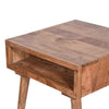 24 Inch Farmhouse Wooden Square End Table with Open Compartment Oak Brown By The Urban Port UPT-250803