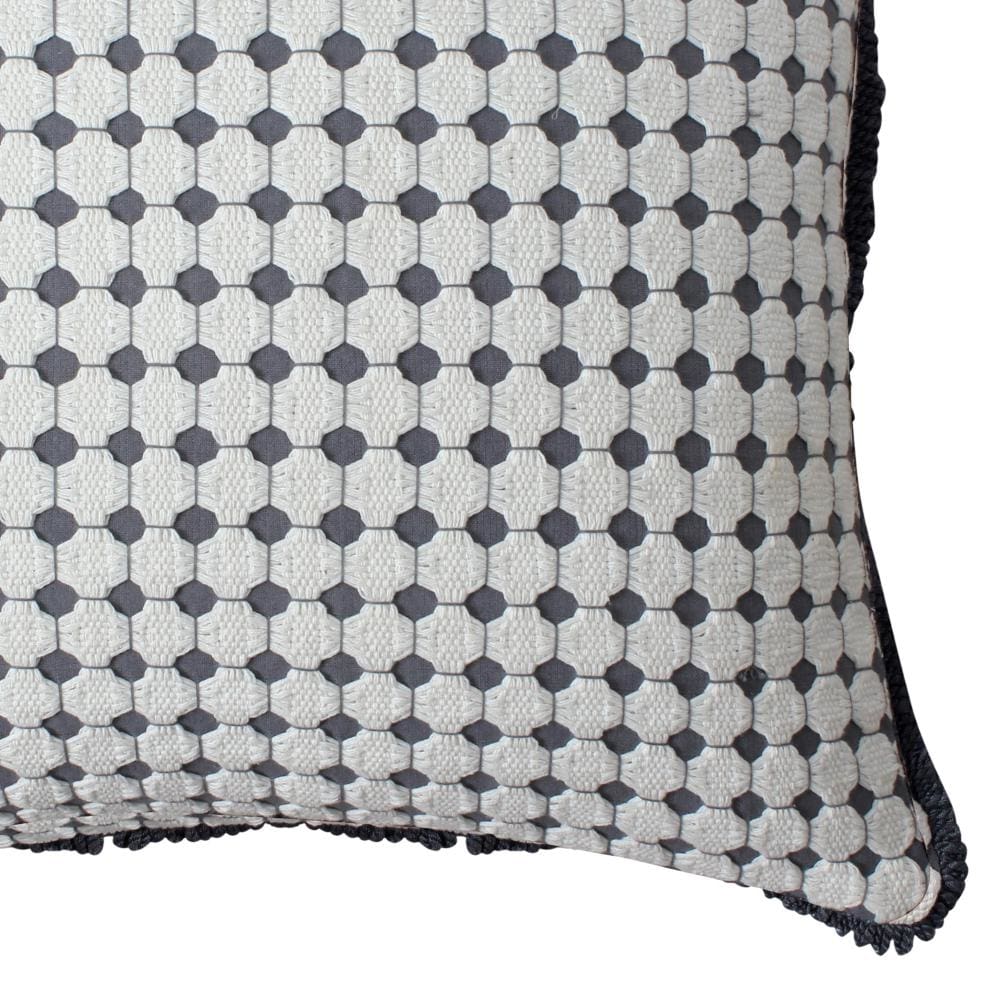 18 x 18 Handcrafted Square Cotton Accent Throw Pillow Woven Dotted Tile Design White Gray By The Urban Port UPT-261540