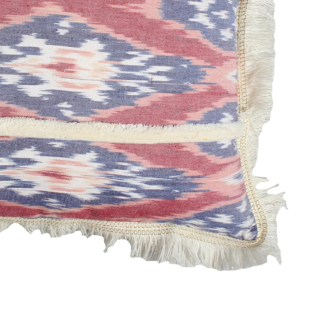 18 x 18 Handcrafted Square Cotton Accent Throw Pillow Floral Ikat Dyed Pattern Fringe Accent Multicolor By The Urban Port UPT-261542