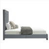 Queen Bed with Fabric Upholstery and Channel Tufted Headboard Charcoal Gray By The Urban Port UPT-262086