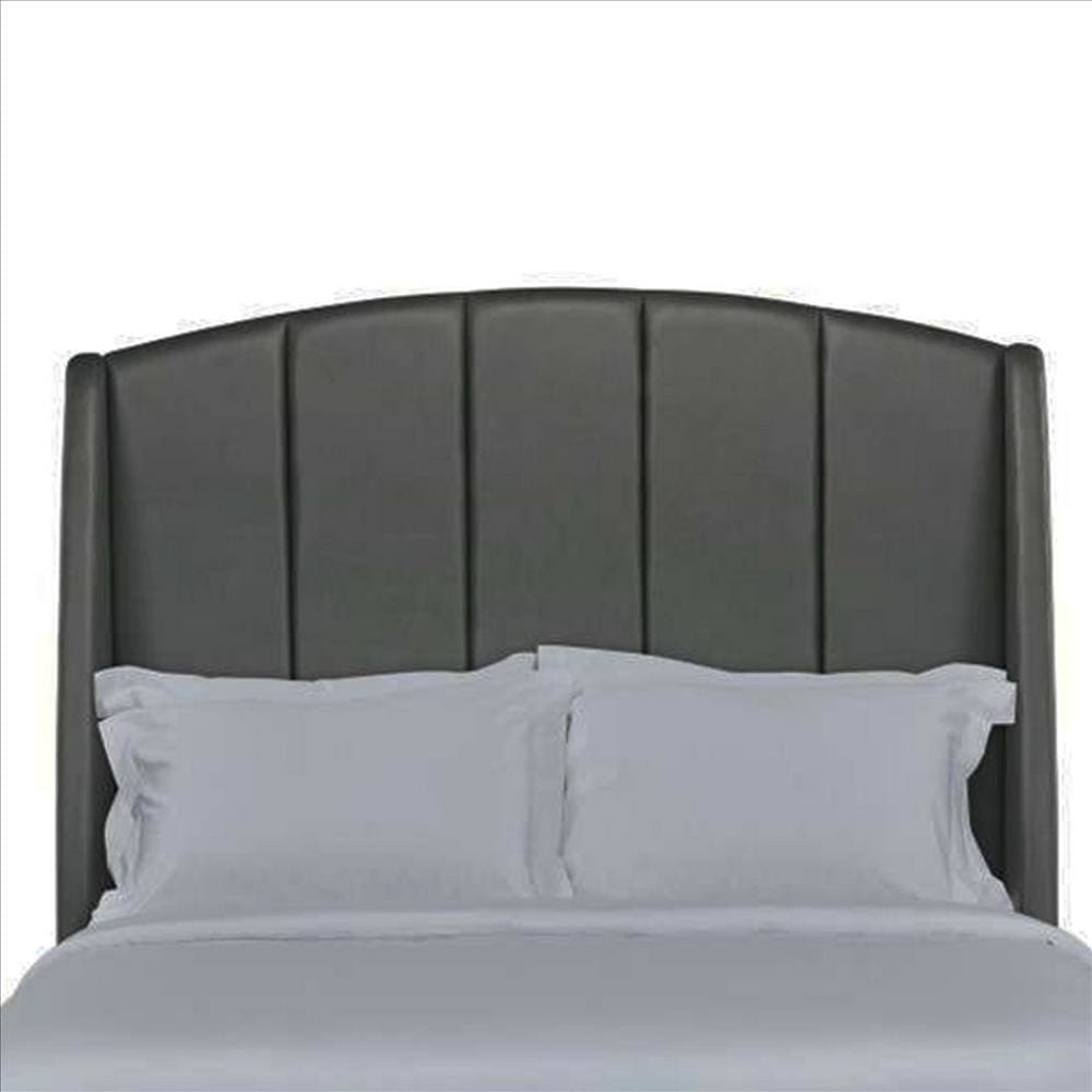 Queen Bed with Fabric Upholstery and Tufted Arched Headboard Charcoal Gray By The Urban Port UPT-262087