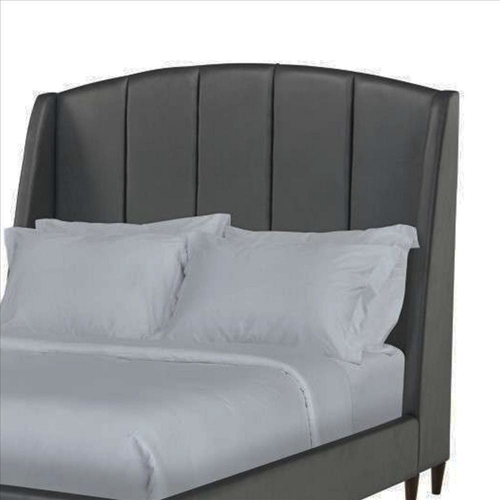 Queen Bed with Fabric Upholstery and Tufted Arched Headboard Charcoal Gray By The Urban Port UPT-262087