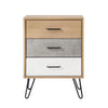 Side Table with 3 Drawers and Metal Hairpin Legs Oak Brown By The Urban Port UPT-262098