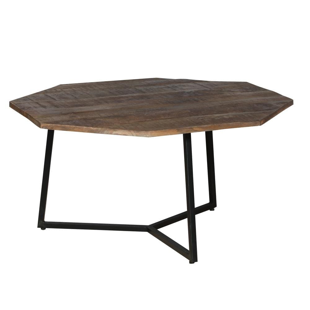 35 28 Inch 2 Piece Nesting Coffee Table Set Octagon Top Mango Wood Brown and Black By The Urban Port UPT-262386