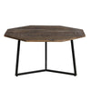 35 28 Inch 2 Piece Nesting Coffee Table Set Octagon Top Mango Wood Brown and Black By The Urban Port UPT-262386