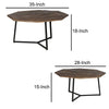 35 28 Inch 2 Piece Nesting Coffee Table Set Octagon Top Mango Wood Brown and Black By The Urban Port UPT-262386