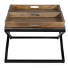 38 Inch Rectangular Mango Wood Farmhouse Coffee Table 2 Trays X Iron Base Brown and Black By The Urban Port UPT-262389