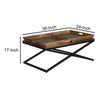 38 Inch Rectangular Mango Wood Farmhouse Coffee Table 2 Trays X Iron Base Brown and Black By The Urban Port UPT-262389