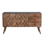 Ero 55 Inch Sideboard Buffet Cabinet 2 Honeycomb Inlaid Doors Mango Wood Natural Brown By The Urban Port UPT-262391