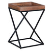 22 Inch Industrial End Side Table with Mango Wood Tray Top X Shape Iron Frame Brown Black By The Urban Port UPT-262393