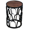 23 Inch End Side Table Round Mango Wood Top Lattice Cut Out Iron Frame Brown Black By The Urban Port UPT-262397