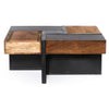 Mango Wood Square Coffee Table with Metal Base Brown and Black By The Urban Port UPT-262403