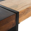 Mango Wood Square Coffee Table with Metal Base Brown and Black By The Urban Port UPT-262403