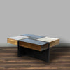 Mango Wood Square Coffee Table with Metal Base Brown and Black By The Urban Port UPT-262403