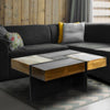 Mango Wood Square Coffee Table with Metal Base Brown and Black By The Urban Port UPT-262403